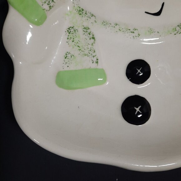 Ceramic Snowman Shaped Decorative Dish With Festive Hat & Scarf - Picture 3 of 7